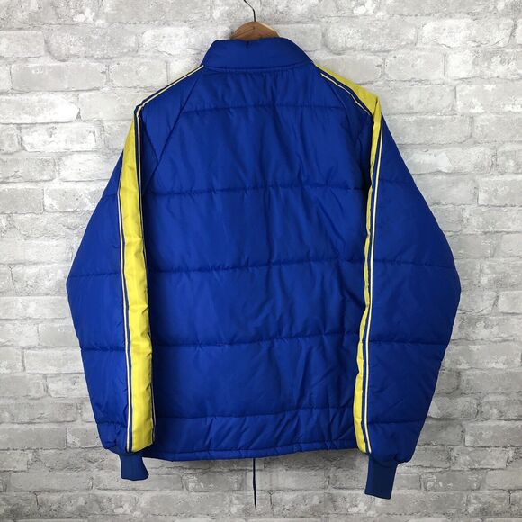 Vintage 1970’s Puffer Jacket Swingster Michelin Arctic Blue w/Yellow Mens Large - Picture 2 of 12